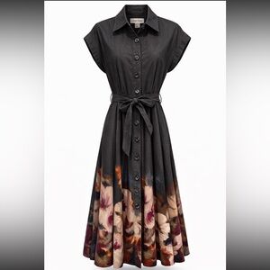Calvin Klein Black Floral Midi Dress